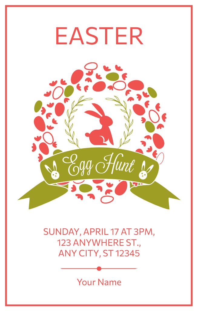 Announcement of Easter Egg Hunt Invitation 4.6x7.2in Design Template