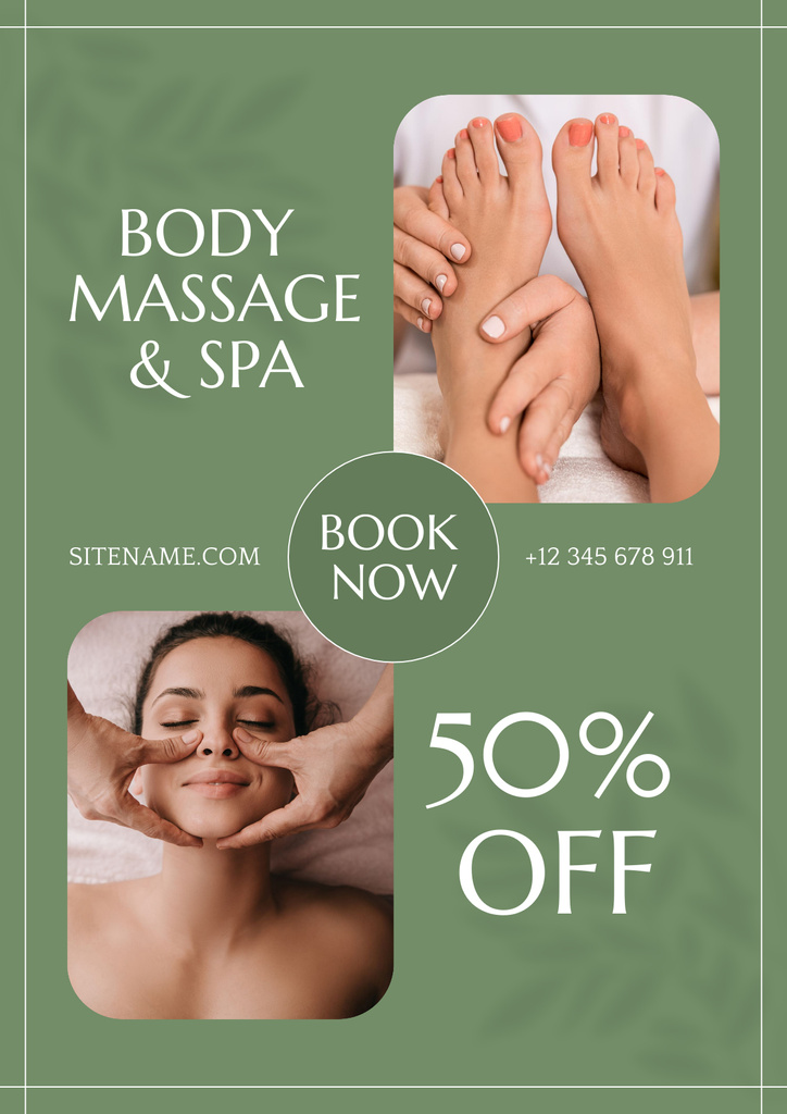 Body Massage and Spa Services Offer Posterデザインテンプレート