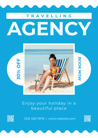 Vacation on Summer Beach Offer Poster Design Template