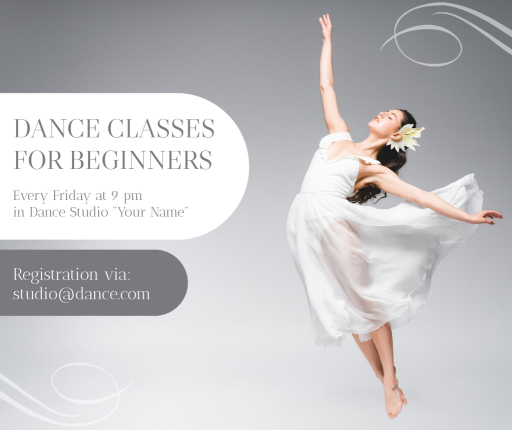 Ad of Dance Classes for Beginners Facebook Πρότυπο σχεδίασης