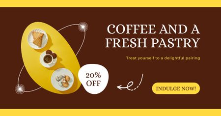 Ontwerpsjabloon van Facebook AD van Smaakvolle koffie en gebak tegen verlaagde tarieven in de winkel