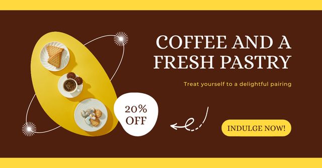 Ontwerpsjabloon van Facebook AD van Tasteful Coffee And Pastry At Lowered Rates In Shop