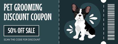 Pet Grooming Session Voucher on Dark Blue Coupon Design Template