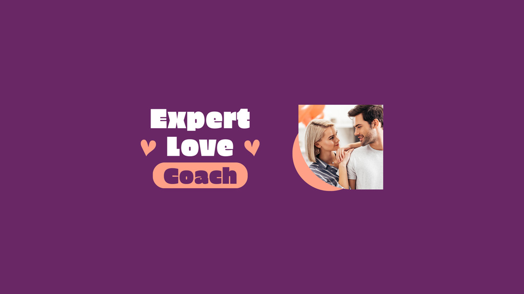 Professional Love Coach Services Offer on Violet Youtube Šablona návrhu