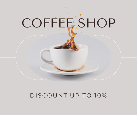 Ontwerpsjabloon van Facebook van Coffee Shop Promotion with Cup of Morning Drink