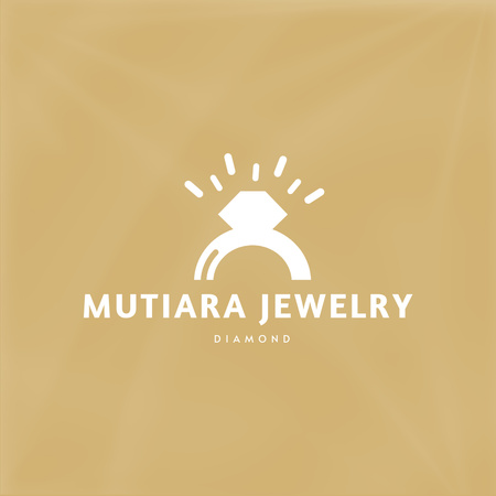 Jewelry Store Ad with Diamond on Beige Logo Design Template