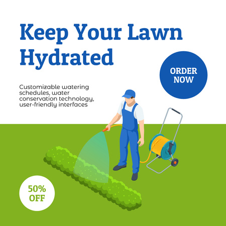 Discount For Premium Lawn Watering Services Instagram Design Template