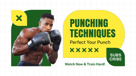 ボクシングのパンチテクニックに関するブログ Youtube Thumbnailデザインテンプレート