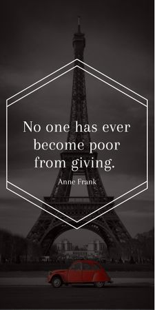 Charity Quote on Eiffel Tower view Graphic Design Template