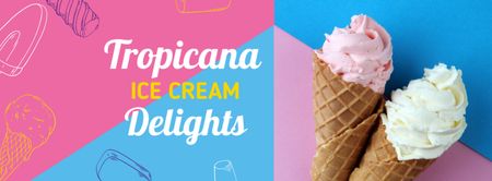Modèle de visuel Offre de glaces sucrées en bleu et rose - Facebook cover