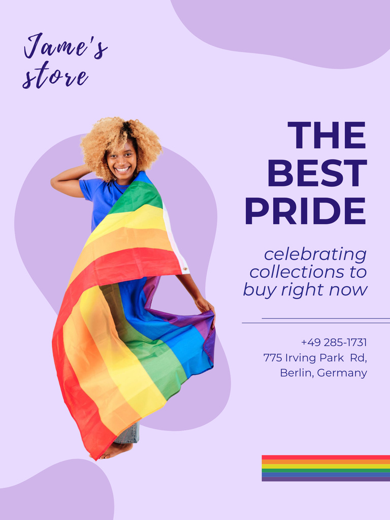 LGBT Shop Ad with Woman in Flag Poster US – шаблон для дизайна