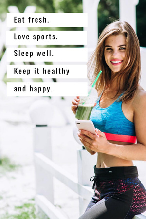 Tips On Healthy Way Of Life Postcard 4x6in Vertical Design Template