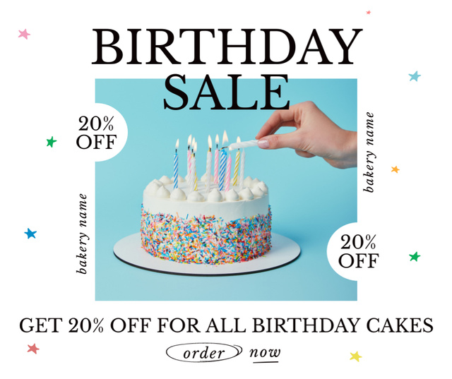 Birthday Cakes Discount Sale Facebook Design Template