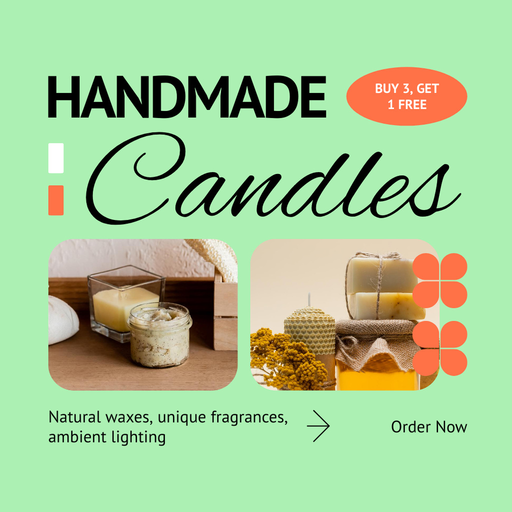 Handmade Natural Wax Candles Ad Instagram AD tervezősablon