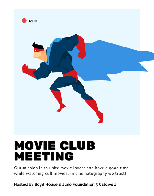 Movie Club Meeting Man in Superhero Costume Poster 22x28in Design Template