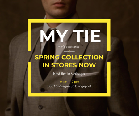 Férfi divat nyakkendő tavaszi kollekció ajánlat Medium Rectangle tervezősablon