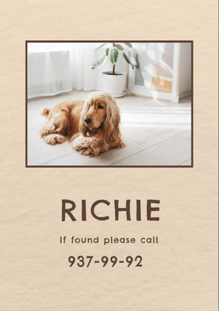 Lost Dog information with cute pet Flyer A7 Design Template