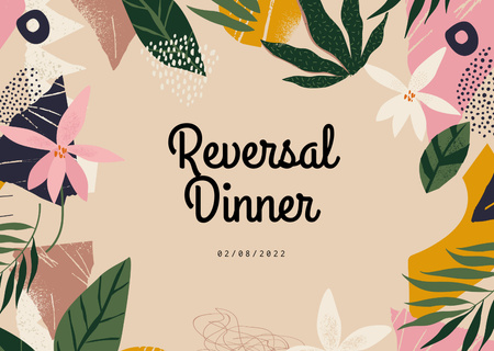 Designvorlage umkehrende dinner-ankündigung im floral frame für Card