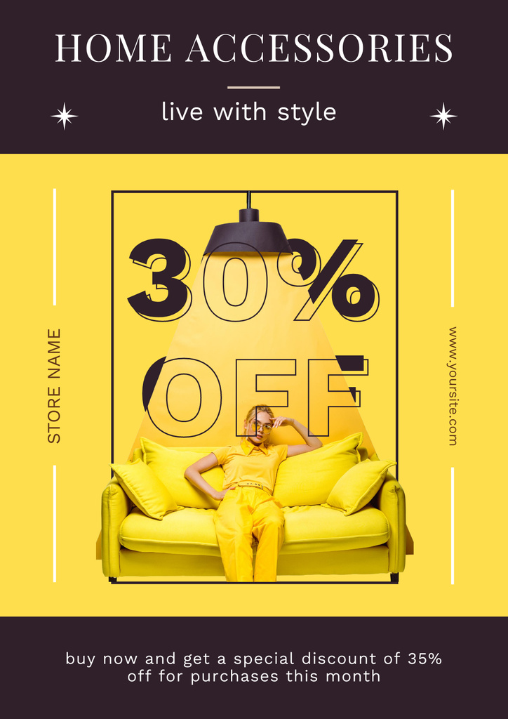 Stylish Home Accessories Yellow Poster Design Template