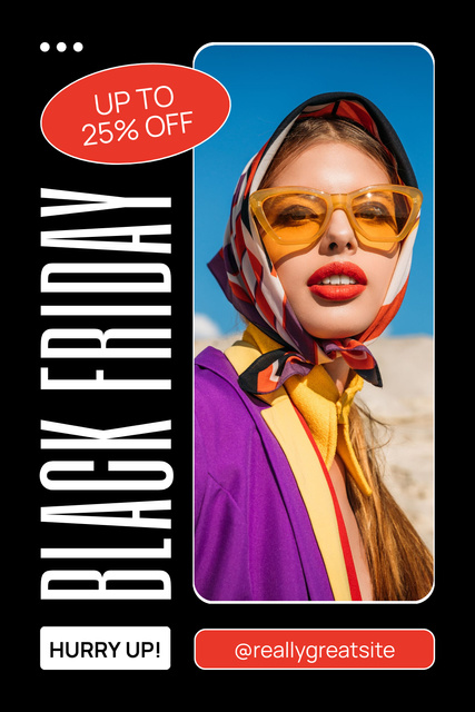 Black Friday Sale of Trendy Outfits and Accessories Pinterest Tasarım Şablonu
