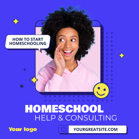 Home Education Ad with Creative Illustration Animated Post Design Template