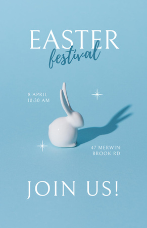 Plantilla de diseño de Easter Holiday Fest Ad on Blue Invitation 5.5x8.5in 