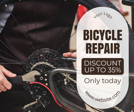 Plantilla de diseño de Descuento en una amplia gama de servicios de reparación de bicicletas Facebook 