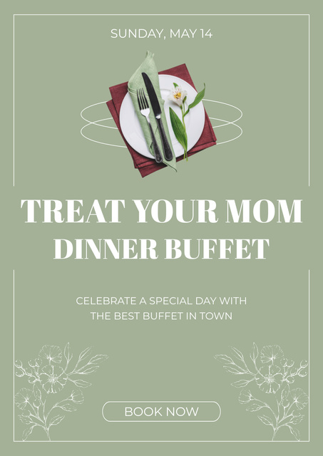 Mother's Day Invitation to Dinner Buffet Poster Tasarım Şablonu