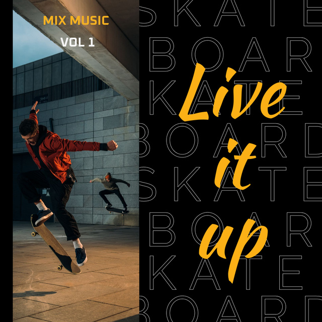 Designvorlage Young Men Riding Skateboard In City für Instagram