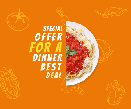 Platilla de diseño Tasty Spaghetti with Sauce Medium Rectangle