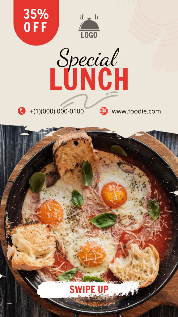 Designvorlage Special Lunch Offer with Omelet in Pan für Instagram Story