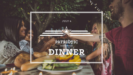Family on USA Independence Day Dinner FB event cover Design Template