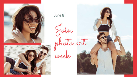 Happy Couple enjoying Vacation FB event cover Design Template