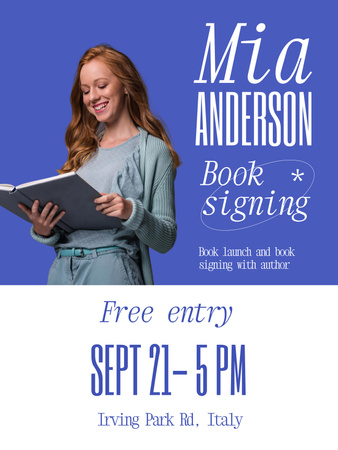 Book Signing Announcement Poster 36x48in Design Template