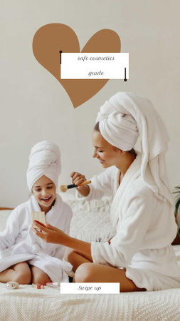 Plantilla de diseño de Safe Cosmetics Guide with Mother and Daughter doing Makeup Instagram Story 