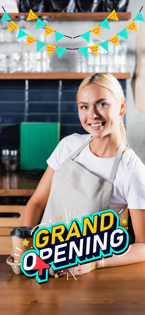 Fabulous Barista And New Cafe Grand Opening Announcement Snapchat Moment Filter Design Template