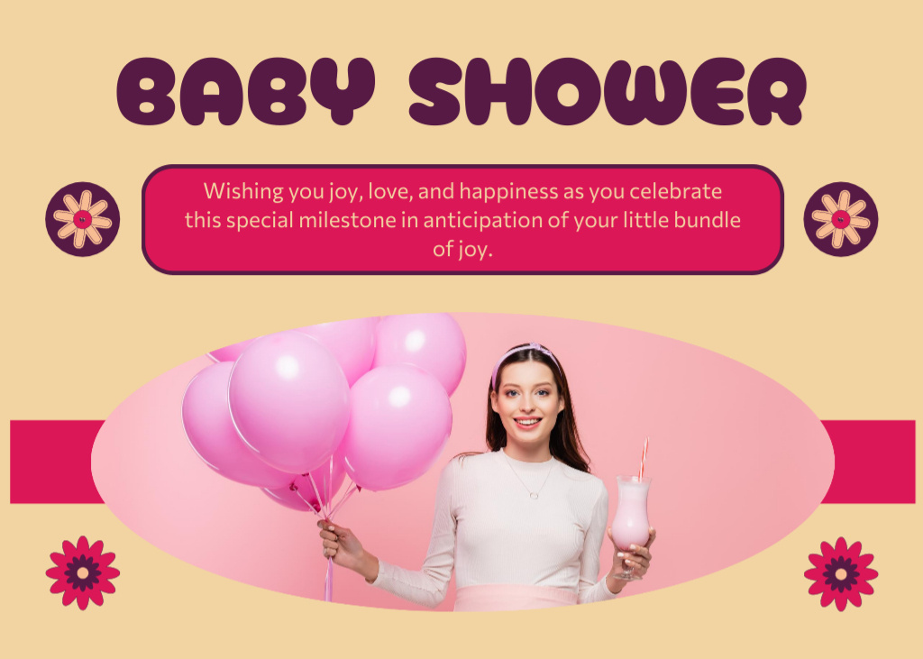 Baby Shower Wishes Layout with Photo Postcard 5x7in Šablona návrhu