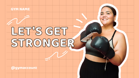 Fitness Center Ad with Woman in Boxing Gloves Youtube Thumbnail Design Template