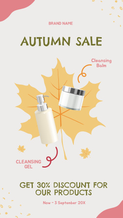 Designvorlage Hautpflegeprodukte im Herbst-Sale für Instagram Video Story
