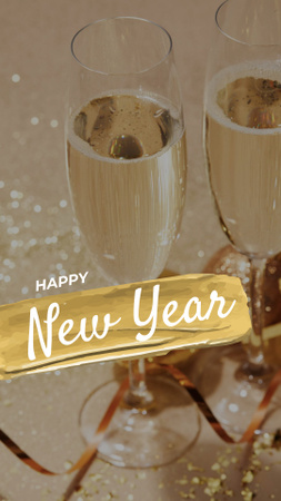 New Year Party Champagne in Glasses Instagram Story Design Template