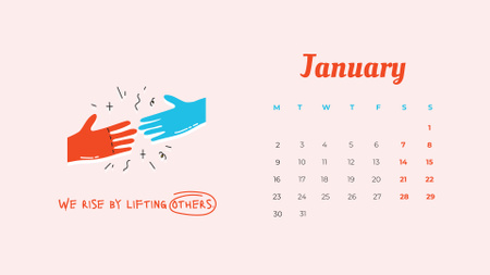 Phrase with Hands Illustration Calendar Design Template