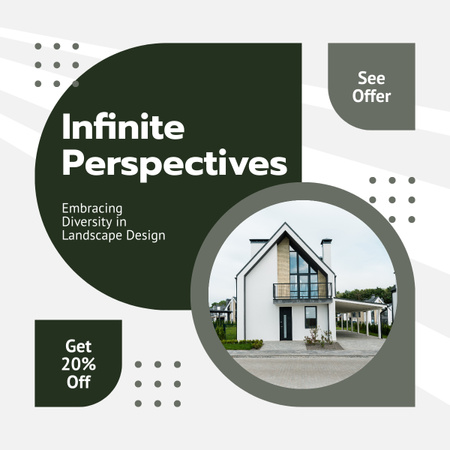 Anúncio de serviços de arquitetura com perspectivas infinitas LinkedIn post Modelo de Design
