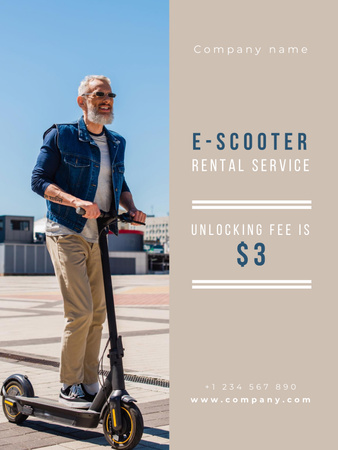 Electric Scooter Sale with Elderly Man Poster US Design Template