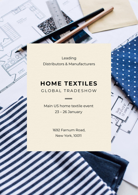 Ontwerpsjabloon van Poster A3 van Home Textiles Global Event Announcement