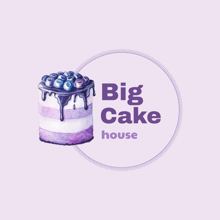 Template di design offerta negozio di dolci con torta di mirtilli gustosi Logo