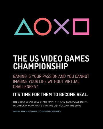 Video Games Championship announcement Poster 16x20in Design Template