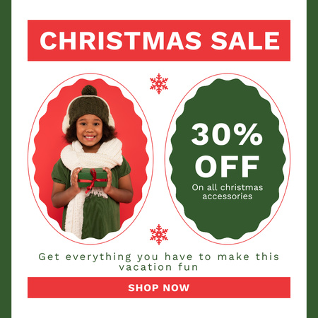 Mixed Race Kid for Christmas Sale Offer Instagram AD Design Template