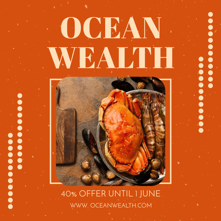 Ocean Food Discount Offer Instagram tervezősablon