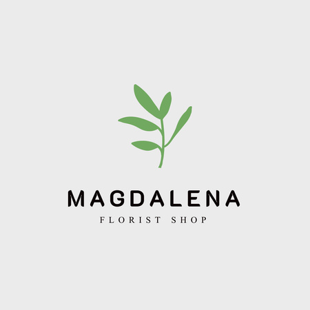 Plantilla de diseño de Emblema de tienda floral con hoja verde Logo 