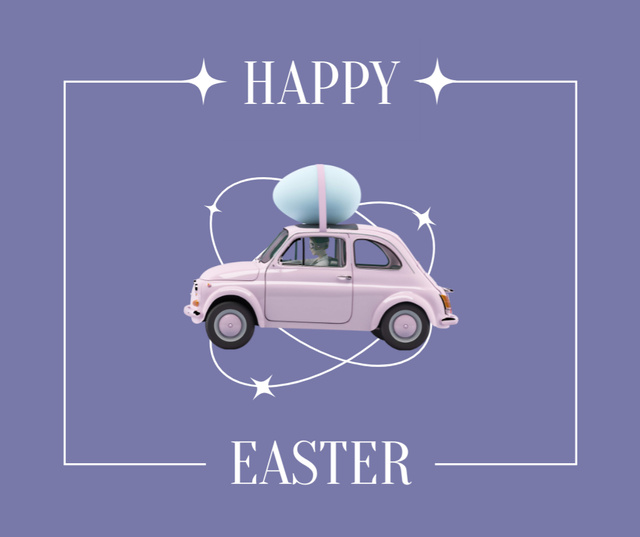 Ontwerpsjabloon van Facebook van Easter Greeting With Painted Egg Delivery